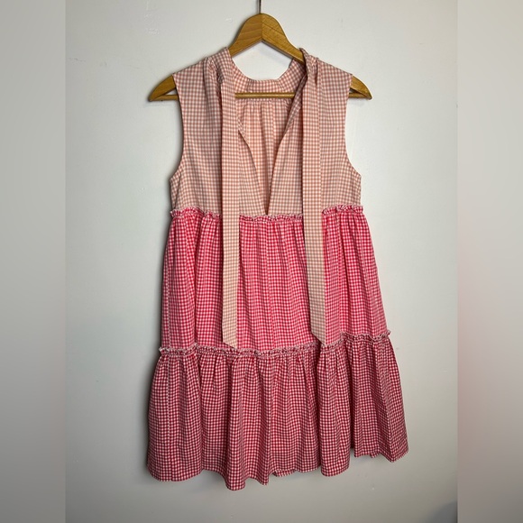 English Factory Pink Gingham Sleeveless Women Midi Dress Size XS - Picture 3 of 14